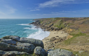 View of Porthchapel beach in West Cornwall